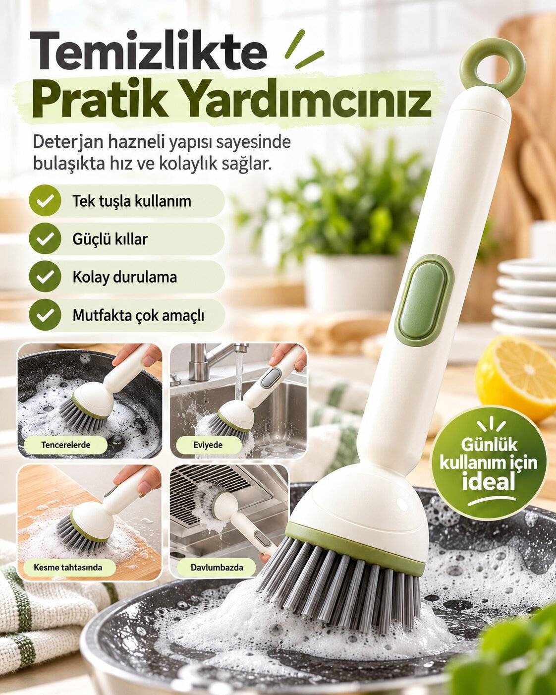 DETERJAN HAZNELİ MUTFAK VE BANYO FIRÇASI