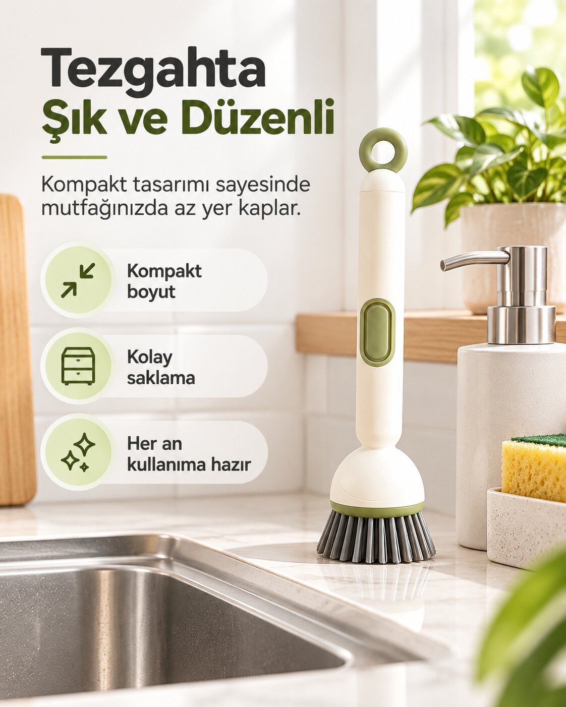Sıvı hazneli bulaşık fırçası